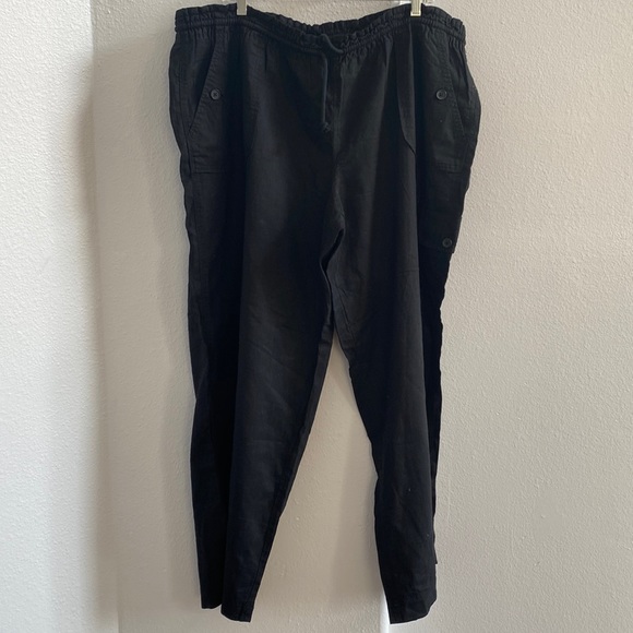 Avenue Black‎ Linen Blend Elastic Waist Pants Size 18/20 - Picture 1 of 13